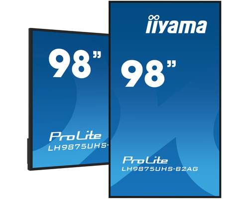 MONITOR IIYAMA 98" (LH9875UHS-B2AG) 3840X2160, UHD IPS / 500CD/M, LANDSC-PORTRAIT /FAILOVER/MM 2X 10W / DVI-I (VGA), HDMI 3X, DP-OUT / USB 2.0 X2, WIFI / LAN, MEDIA PLAY USB PORT, IISIGNAGE2 /E-SHARE, ANDROID 11/ SLOT OPS / 24/7 / VESA 800X600 - WALL-SX209 MONITOR IIYAMA 98" (LH9875UHS-B2AG) 3840X2160, UHD IPS / 500CD/M, LANDSC-PORTRAIT /FAILOVER/MM 2X 10W / DVI-I (VGA), HDMI 3X, DP-OUT / USB 2.0 X2, WIFI / LAN, MEDIA PLAY USB PORT, IISIGNAGE2 /E-SHARE, ANDROID 11/ SLOT OPS / 24/7 / VESA 800X600 - WALL