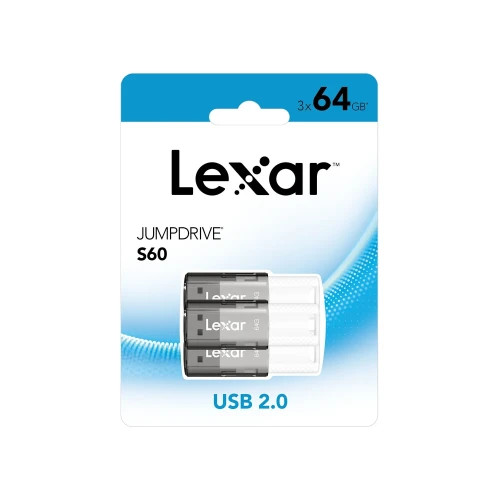 LEXAR JUMPDRIVE S60 USB 2.0 FLASH DRIVE 3 PACK 64GB (Espera 4 dias)