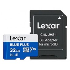 LEXAR 32GB BLUE PLUS MICROSDHC UHS-I WITH SD ADAPTER, UP TO 100MB/s READ C10 A1 V10 U1 (Espera 4 dias)-SX5 LEXAR 32GB BLUE PLUS MICROSDHC UHS-I WITH SD ADAPTER, UP TO 100MB/s READ C10 A1 V10 U1 (Espera 4 dias)