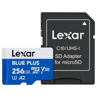 LEXAR 256GB BLUE PLUS MICROSDHC UHS-I WITH SD ADAPTER, UP TO 170MB/s READ C10 A2 V30 U3 (Espera 4 dias)