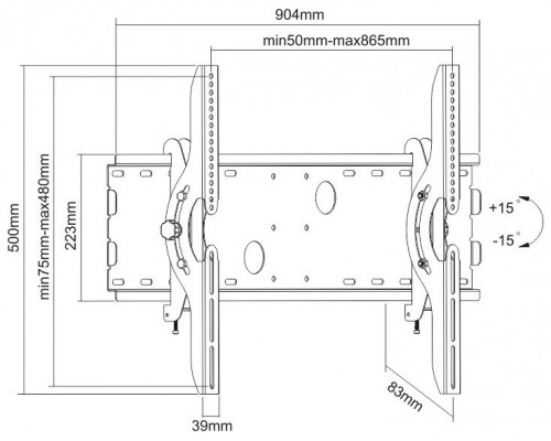 SOPORTE MONITOR/TV 37-70 INCLI 75KG 83mm NEGRO TOOQ