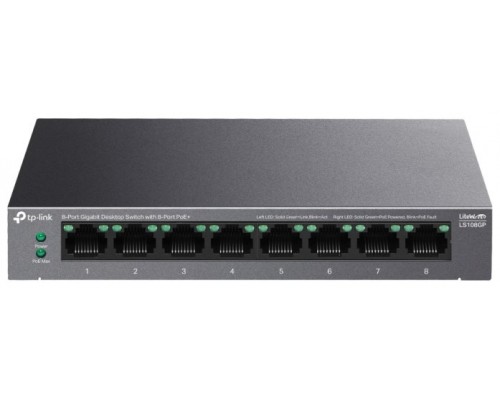 TP-Link LiteWave LS108GP switch No administrado Gigabit Ethernet (10/100/1000) Energía sobre Ethernet (PoE) Negro (Espera 4 dias)