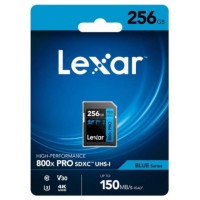 LEXAR 256GB PROFESSIONAL 800X PRO SDXC UHS-I CARDS,  UP TO 150MB/S READ 45MB/S WRITE C10 V30 U3 (Espera 4 dias)