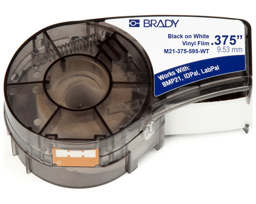 BRADY BMP21 Series Vinyl Labels Black on White 3/8" 9.5mm x 6.4mm, Blanco sobre negro