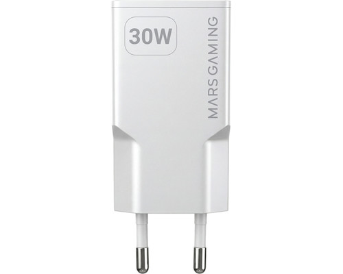 CARGADOR USB PARED USB-C + USB-A GaN 30W BLANCO MARS GAMING (Espera 4 dias)