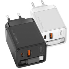 CARGADOR USB PARED USB-C + USB-A GaN 65W NEGRO MARS GAMING (Espera 4 dias)