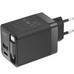 CARGADOR USB PARED USB-C + USB-A GaN 65W NEGRO MARS GAMING (Espera 4 dias)