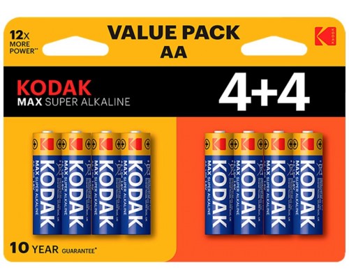 PILAS AA KODAK MAX ALCALINA LR6 PACK 8 (4+4) UNIDADES-SX4 PILAS AA KODAK MAX ALCALINA LR6 PACK 8 (4+4) UNIDADES