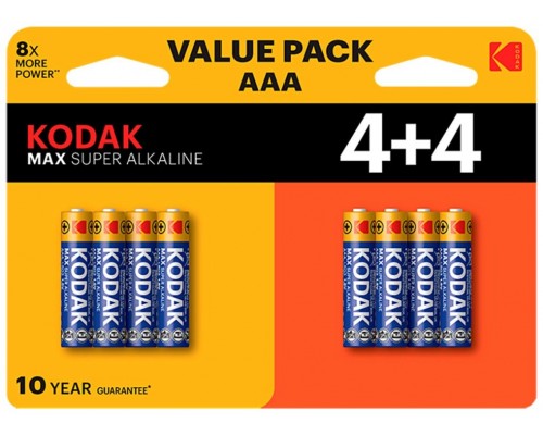 PILAS AAA KODAK MAX ALCALINA LR3 PACK 8 (4+4) UNIDADES-SX4 PILAS AAA KODAK MAX ALCALINA LR3 PACK 8 (4+4) UNIDADES