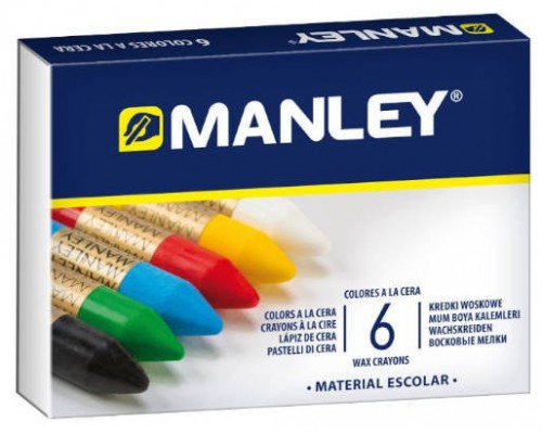 ESTUCHE DE 6 UNIDADES CERAS BLANDAS COLORES SURTIDOS MANLEY MNC00022 (Espera 4 dias)