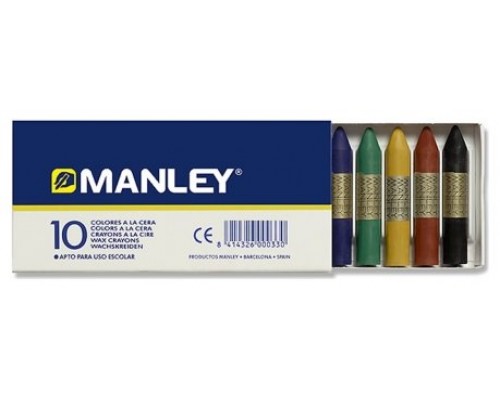 ESTUCHE DE 10 UNIDADES CERAS BLANDAS COLORES SURTIDOS MANLEY MNC00033 (Espera 4 dias)