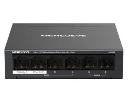 SWITCH POE+ NO GESTIONABLE MERCUSYS MS106P 6P 6xRJ45-SX9 SWITCH POE+ NO GESTIONABLE MERCUSYS MS106P 6P 6xRJ45