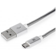 CABLE MAILLON PREMIUM MICRO USB 2,4 METAL PLATEADO 1M