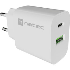 CARGADOR NATEC RIBERA 20W 1XUSB-A QC3.0 + 1XUSB-C PD3.0 BLANCO-SX2 CARGADOR NATEC RIBERA 20W 1XUSB-A QC3.0 + 1XUSB-C PD3.0 BLANCO