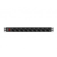 REGLETA LANBERG 1U 16A 9X SCHUKO RACK 19" 3M NEGRO