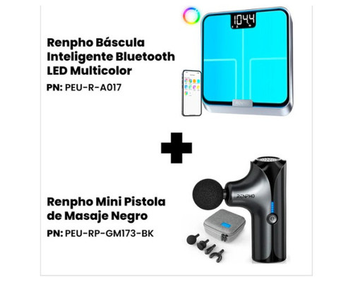 RENPHO BALANCE CONNECTEE RENPHO ELIS CHROMA A017 + PISTOLET DE MASSAGE RENPHO MINI GM173 (Espera 4 dias)