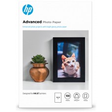 HP Papel fotograifco satinado avanzado 250g/m2, 10x15cm, sin bordes, 100 hojas