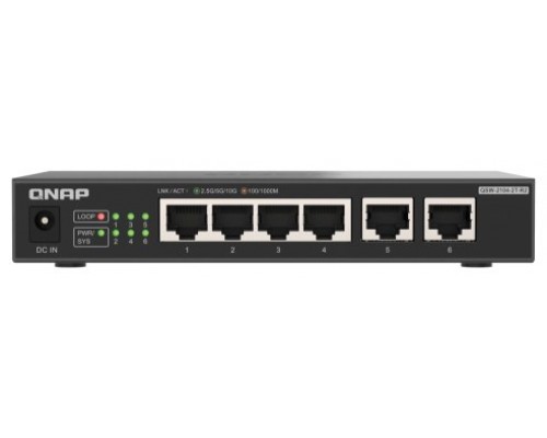 QNAP QSW-2104-2T-R2 switch No administrado 10G Ethernet (100/1000/10000) Escritorio Negro (Espera 4 dias)