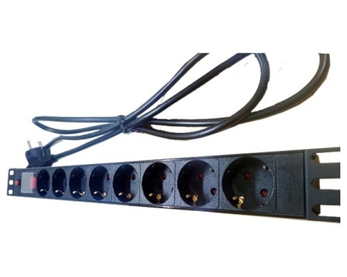 PEPEGREEN PDU TIPO REGLETA DE 8 TOMAS CON INTERRUPTOR, PROTECTOR DE SOBRECARGAS Y CABLE DE 2 M