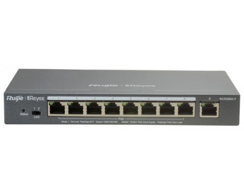 REYEE 9-Port Gigabit Smart POE Switch, 9 Gigabit RJ45 Ports including 8 PoE/POE+ Ports,120W PoE pow