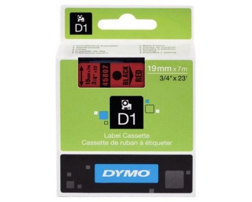 DYMO Cinta LM D1 19mmx7m Negro/rojo