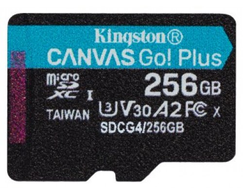 Kingston Technology 256 GB microSDXC Canvas Go Plus Gen4 200R A2 U3 Paquete individual sin ADP (Espera 4 dias)