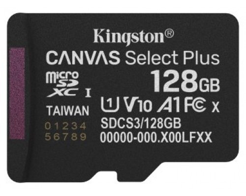 Kingston Technology 128GB micSDXC Canvas Select Plus Gen3 150R A1 (Adaptador de SD no incluido) (Espera 4 dias)