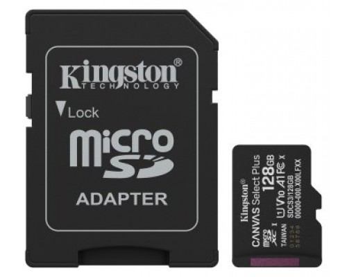 Kingston Technology 128GB microSDXC Canvas Select Plus Gen3 150MB/s A1 (Incluye adaptador de SD) (Espera 4 dias)