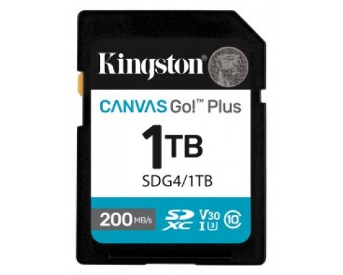 Kingston Technology 1TB SDXC Canvas Go Plus Gen4 200MB/s C10 UHS-I U3 V30 (Espera 4 dias)