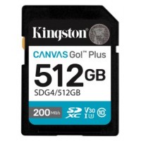 Kingston Technology 512GB SDXC Canvas Go Plus Gen4 200MB/s C10 UHS-I U3 V30 (Espera 4 dias)
