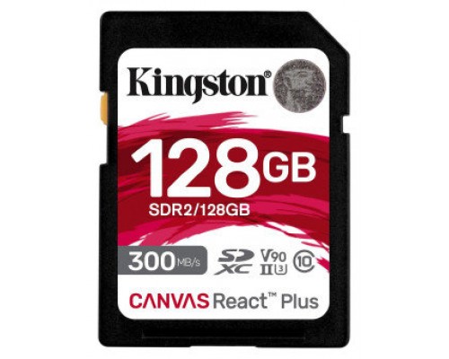 Kingston Technology Canvas React Plus 128 GB SD UHS-II Clase 10 (Espera 4 dias)-SX23 Kingston Technology Canvas React Plus 128 GB SD UHS-II Clase 10 (Espera 4 dias)