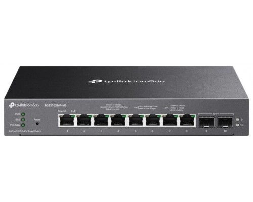 TP-Link Omada SG2210XMP-M2 switch Gestionado L2/L2+ 2.5G Ethernet (100/1000/2500) Energía sobre Ethernet (PoE) Negro (Espera 4 dias)