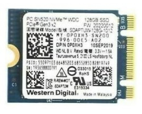 DISCO M.2 NVMe 128GB WESTERN DIGITAL SN520 PCIe 3.0