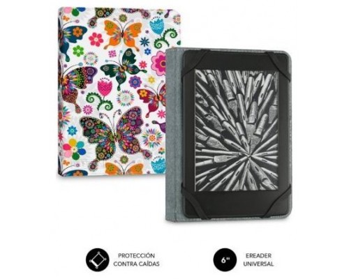 SUBBLIM Funda Libro Electrónico Clever Ebook Case 6" Mariposas (Espera 4 dias)