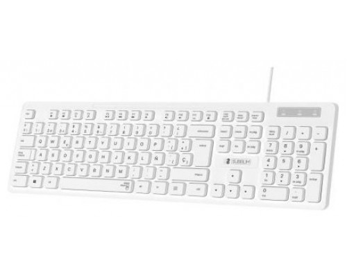 SUBBLIM Teclado Ergonómico Business Slim Silencioso con cable USB Blanco (Espera 4 dias)