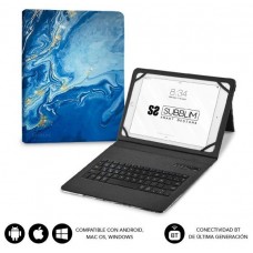 SUBBLIM Funda con Teclado Keytab Pro BT Trendy Marmol Azul (Espera 4 dias)