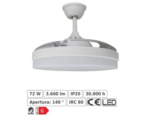 Ventilador/Plafon LED modelo TAHITI de acabado blanco,