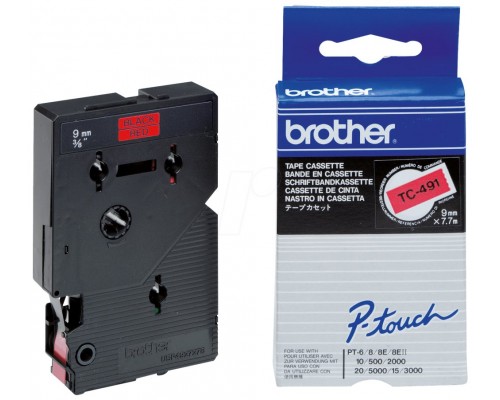 BROTHER Cinta laminada Rojo / negro 9 mm