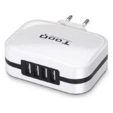 CARGADOR PARED/VIAJE USB 4xUSB (6.8A) BLANCO TOOQ (Espera 4 dias)