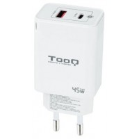 TooQ - CARGADOR DE PARED GaN USB-C/PD + USB-A/QC 45W