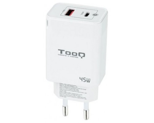 CARGADOR USB-C TOOQ PARED GAN USB-C/PD + USB-A/QC 45W