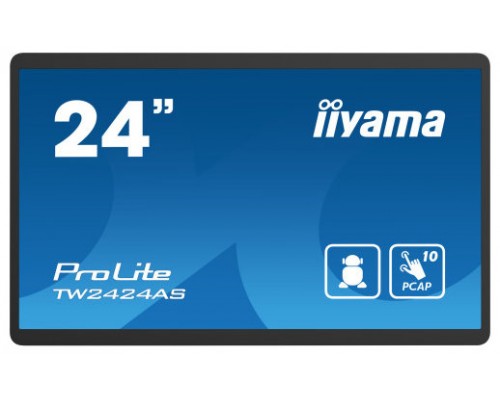 IIYAMA 24" PANEL-PC / NEGRO/ ANDROID 12 /4GB, 32GB, IN-CELL PCAP 10-POINTS TOUCH, 1920X1080, IPS PANEL, MM, WIFI, BT5.2, MICRO-SD, USB 2X 2.0 1X 3.2, HDMI-INPUT, USB-C (DATA / DP-ALT OUT), AUDIO-OUT MINI-JACK, MICRO, MINI-JACK, 250CD/M (TW2424AS-B1)