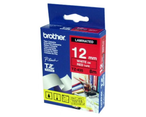 BROTHER Cinta laminada rojo/blanco 12mm