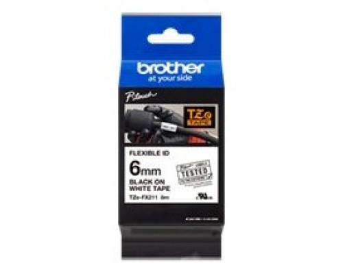 BROTHER Cinta laminada Blanco / negro (Flexibles) 6mm