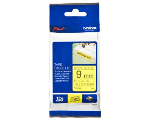 BROTHER Cinta laminada Amarillo / negro (Superadhesiva) 9mm