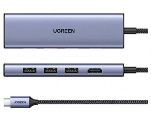 Ugreen 20956A hub de interfaz USB Tipo C 5000 Mbit/s Plata (Espera 4 dias)-SX10 Ugreen 20956A hub de interfaz USB Tipo C 5000 Mbit/s Plata (Espera 4 dias)