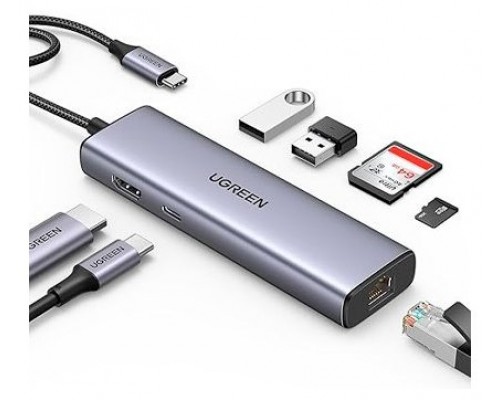 Ugreen 60515 base para portátil y replicador de puertos Alámbrico USB 3.2 Gen 1 (3.1 Gen 1) Type-C Gris (Espera 4 dias)