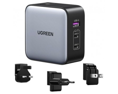 Ugreen 65W Nexode GaN Auriculares, Teléfono móvil, Portátil, Reloj inteligente, Tableta Gris USB Carga rápida Interior (Espera 4 dias)