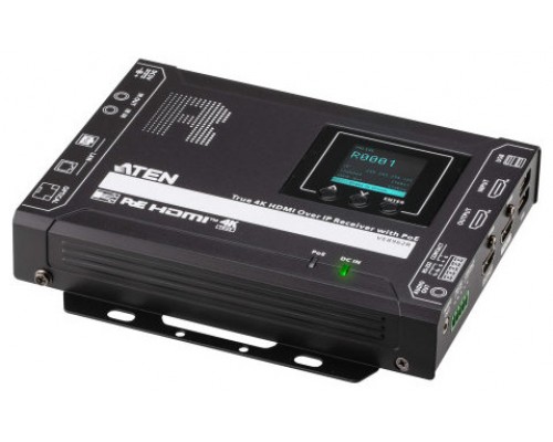 ATEN PREMIUM MODEL (CONSULTAR) TRUE 4K HDMI OVER IP RECEIVER WITH POE, USB PERIPHERAL SUPPORT AND IR / RS-232 / ETHERNET (WEBGUI) CONTROL AND DAISY-CHAINABLE (VE8962R-AT-G) (Espera 4 dias)