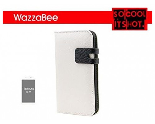 FUNDA WAZZABEE PARA SAMSUNG S IV POLIPIEL, MARCO INT. PLASTICO,CIERRE MAGNETICO,BLANCO (WB-S4-WP-WH) (Espera 4 dias)